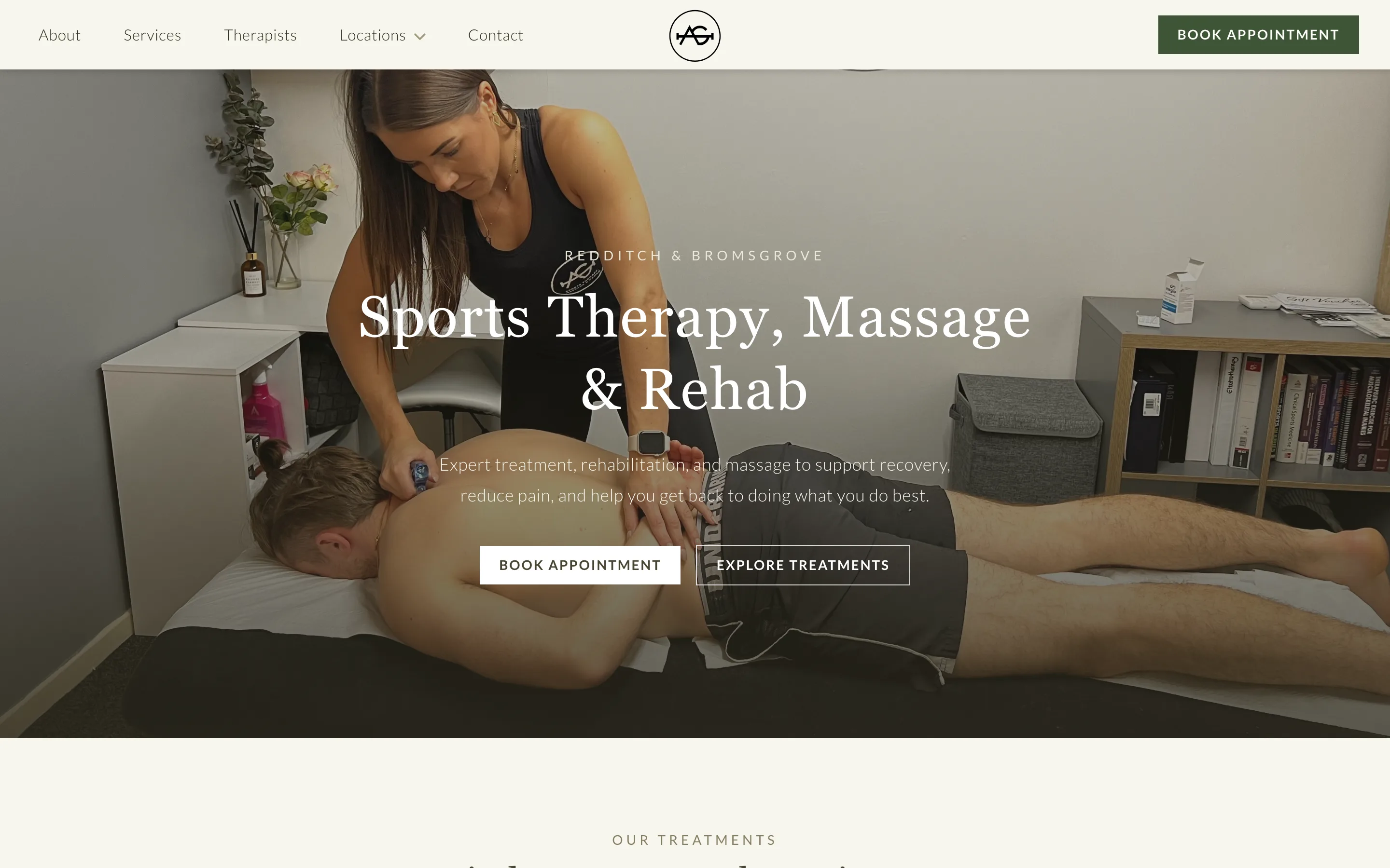 AG Sports Therapy, Massage & Rehab Ltd — landing page